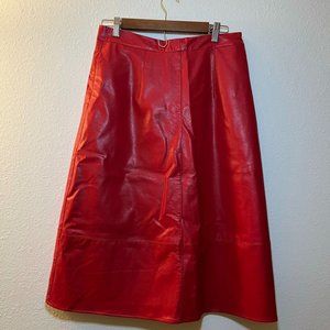 Anthropologie red leather skirt